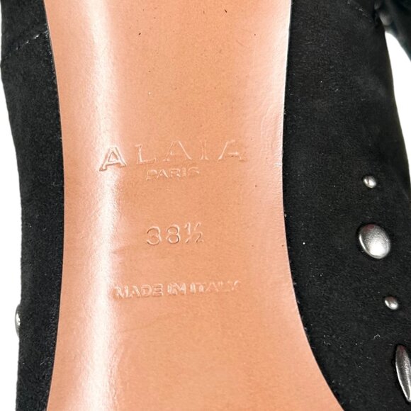 Alaia Studded Black Suede Heeled Boots - Picture 8 of 10